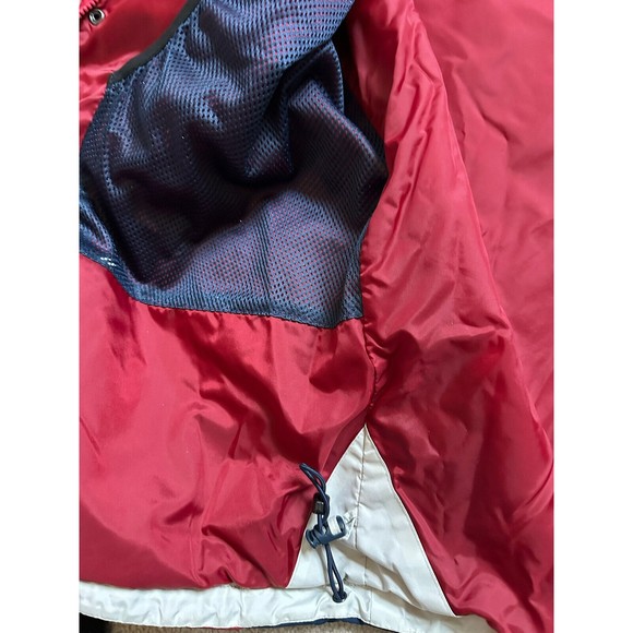Columbia lightweight Blue Red Jacket mens Large Full zip Lined Hooded Coat EUC - Picture 7 of 8